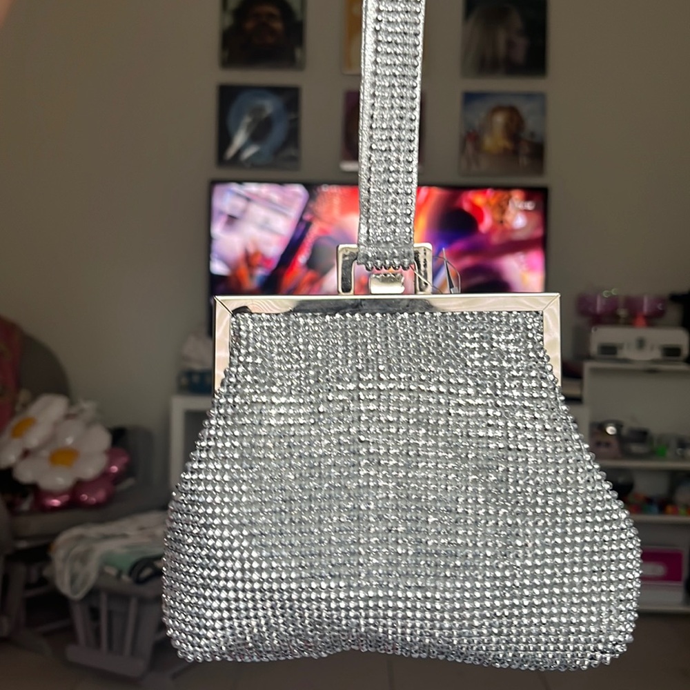 Bedazzled silver bag, brand new with tags!